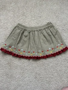 Oilily Girls 4T Embroidered Tan Red Cotton Peek Skirt children's clothing Frozen - Picture 1 of 6