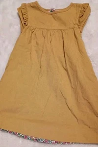 Mini Boden 5-6 Mustard Yellow Cord Dress With Floral Lining - Picture 1 of 7