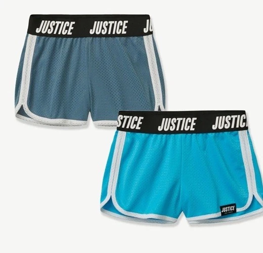 Pantalones Cortos Justice Girls Malla Delfín Nuevo con Etiquetas, Paquete de 2, Azul Toronto/Pizarra Talla M (10) Foto 1 de 4
