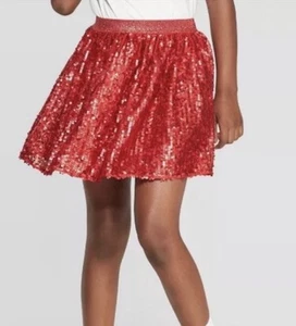 Girls Cat & Jack Sequin Heart Skirt Red L (10/12) - Picture 1 of 6