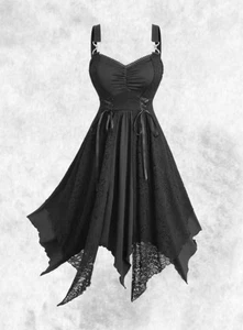 New Black Gothic Lace Layered Corset Hanky Hem Halloween Dress size 3XL 22 24 26 - Picture 1 of 5