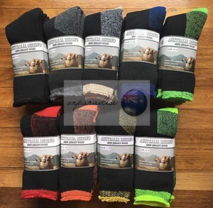 6 Pairs 11-14 AUSTRALIAN MERINO WOOL EXTRA THICK HEAVY DUTY WORK SOCKS THERMAL - Picture 1 of 51
