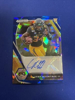 2021 Panini Prizm Draft Larry Rountree Blue Cracked Ice Auto /75 RC - Image 1 of 2