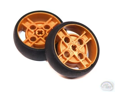 LEGO Technic - 2 ruedas 43x14 con orificios de eje y pasador - neumático negro fijo - 65834pb02 Foto 1 de 4