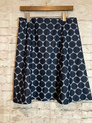 Falda Renee C. Mujer Pequeña Azul Marino Bordada Círculos Acampanada Trabajo Profesional Foto 1 de 4