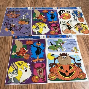 5 Warner Bros Looney Tunes Vintage Halloween Decorazioni Finestre Statiche Cling - Foto 1 di 13