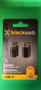 Black Web Adaptor Micro-USB to USB-C 2 Pack - Picture 1 of 2