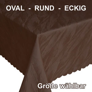 Damast Dark Brown Tablecloth Table overlay with Marble Motif - Picture 1 of 1