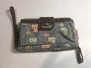 "Unionbay SELTENE blaubraun Allover Eule Tier Geldbörse Clutch Armband 6"" x 4""" - Bild 1 von 5