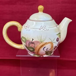 CRATE and BARREL Winter Fall Orchard Apple Design Decretive Ceramic Teapot 37oz - Picture 1 of 14