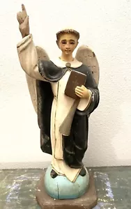 1900’s ANTIQUE HAND CARVED WOOD SANTOS STATUE OF SAINT VINCENT / VICENTE - Picture 1 of 17