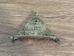 Vintage Incense Burner Metal Egyptian Style - Sphynx / Heiroglyphics Triangle - Picture 1 of 9