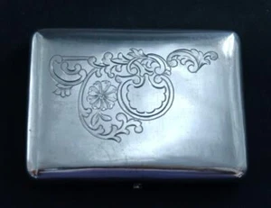 Antique Russian 84 Silver Art Nouveau Cigarette Box or Case, Floral Scroll - Picture 1 of 4