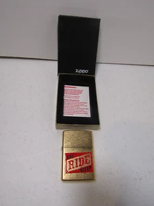 L-13 NIB OLD EAT RIDE SLEEP BRASS ZIPPO LIGHTER - Picture 1 of 4