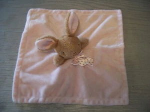 DAN DEE Brown Rabbit with Bow Rattle Plush Pink Lovey Security Blanket for Baby - Picture 1 of 3