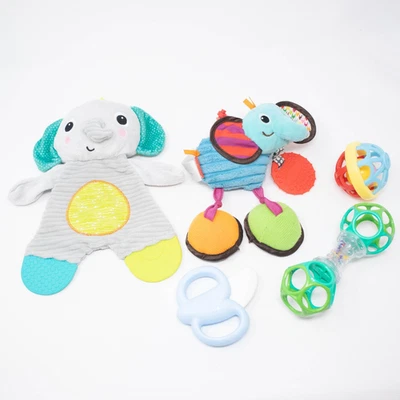 Bright Starts Snuggle Teether Elephant Plush Baby Toys Infantino jitter pal - Image 1 of 4