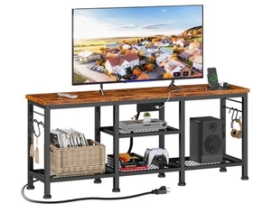 Furologee TV Stand with Power Outlets, Entertainment Center with Open Storage - Picture 1 of 6