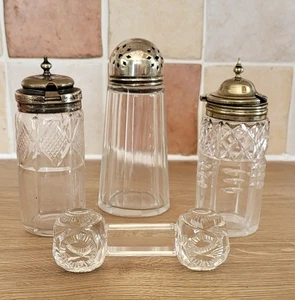 Vintage Cruets, mit Zuckerstreuer und Messerauflage aus Glas - Bild 1 von 5