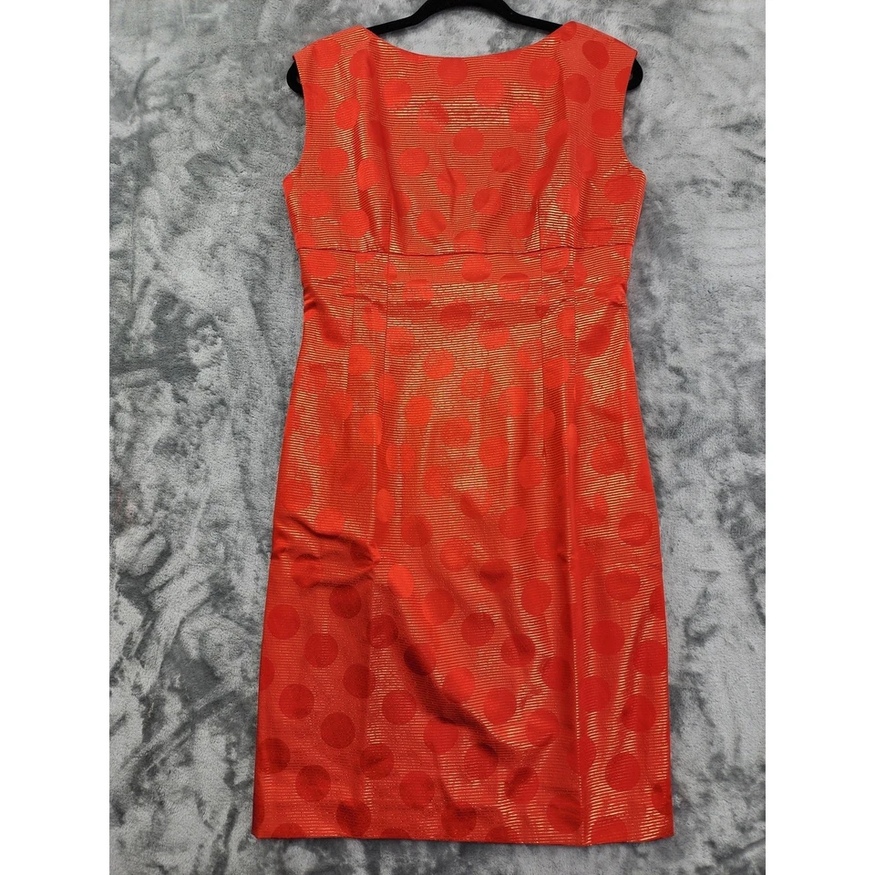 Vintage Gillian Dress Womens 10 Orange Gold Metallic Silk Sleeveless Sheath - Image 1 of 4