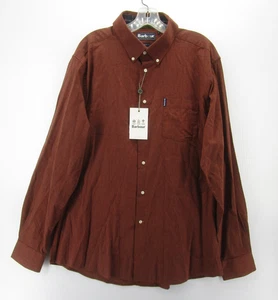 Barbour Shirt Men Large Brown Button Down Tailored Fit Pocket Flip Cuffs NEW - Picture 1 of 14