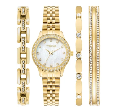 Juego de pulsera y reloj de oro Anne Klein New York para dama 12/7788GPST Foto 1 de 4