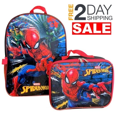 Juego 16" Spiderman Mochilas Escolares Con Lonchera Para Niños De 3 4 5 6 7 8 Años Foto 1 de 4