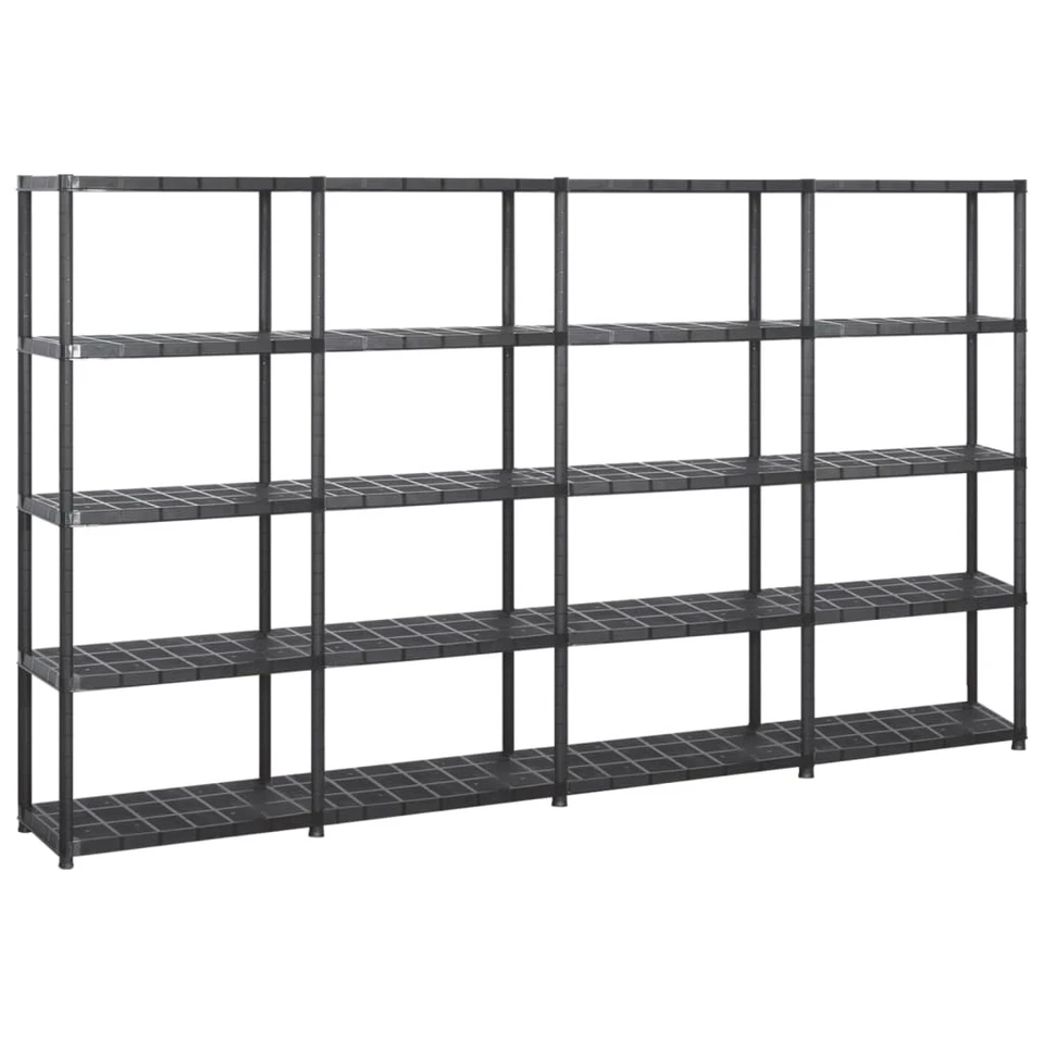 Storage Shelf 5-Tier Black Plastic Rack Display Organiser Multi Sizes vidaXL - image 1 of 1