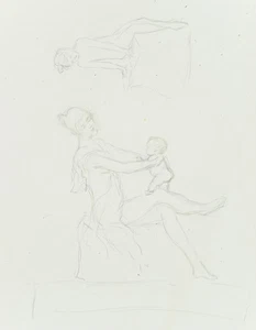 Frauen und tanzenden Feenwesen, Bleistift Romantik 1800-1849 Unbekannt (19.Jhd) - Picture 1 of 4