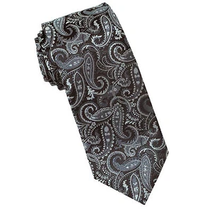 New Milani Men's Polyester Necktie Only black silver Paisley wedding prom party  - Picture 1 of 2
