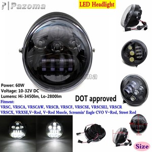  For Harley VRSCX VRXSE VRSCSE2 V-Rod Headlight LED Headlight Lamp DOT Approved