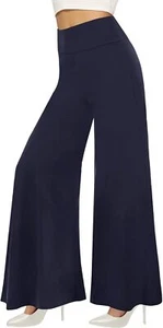 QGGQDD Wide Leg Palazzo Pants for Women - Casual Soft High 3X-Large, Navy - Picture 1 of 4