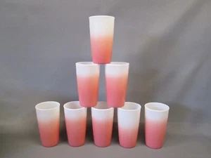 Set 8 Hazel Atlas PINK OMBRE Vintage Milchglas Spray 5 1/8" Glas Becher Vintage - Bild 1 von 6