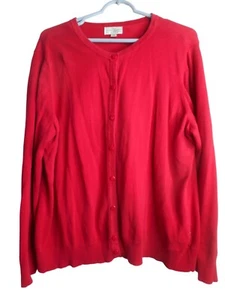 Cardigan donna Studio Works rosso bottoni davanti maglia manica lunga cotone taglia 2X - Foto 1 di 7