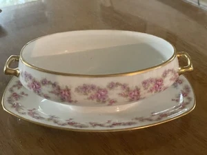 Antique MZ Austria Deposey Oval Gravy Boat With Handles Fine Porcelain *Rare* - Picture 1 of 10