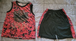 Quad Seven Black/Red Logo Drip PJ Pajama Tank Top Shorts Set Youth Boys 16/18 - Picture 1 of 6