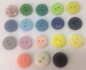 Smartie buttons x8 small 11mm matt pearlescent 2 hole round 18 colours - Picture 1 of 1