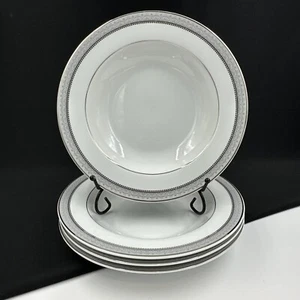 Mikasa Platinum Crown L3428 Set Of (4) 8 1/2” Rimmed Soup Bowls Esquire PRISTINE - Picture 1 of 16