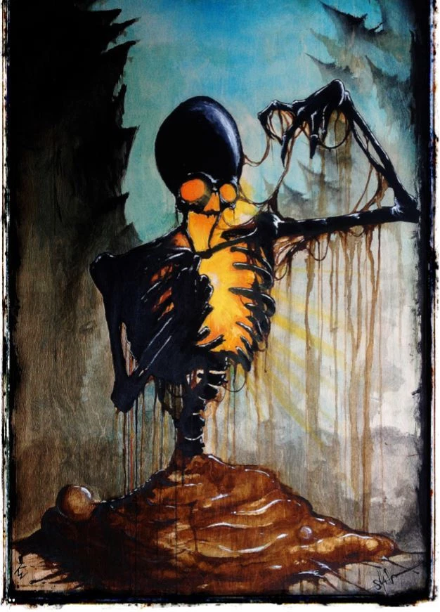 Art Print, Hexxus Fern Gully Skull Art Print, Creepy Original Artwork Poster - Image 1 of 1