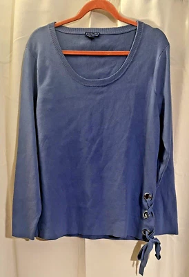 Doncaster Collection Viscose Cotton Sweater Women’s Size L-  Long Sleeve- Blue - Image 1 of 4