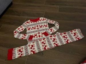 Hanna Andersson Winter Christmas Reindeer Pajama set size 12/150cm Holiday - Picture 1 of 3