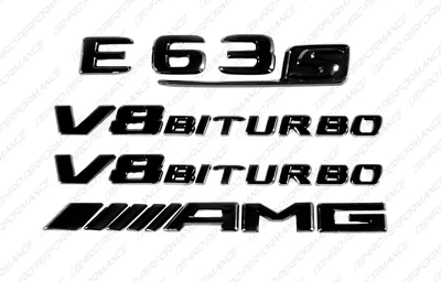 Juego de letras logotipos emblemas negros brillantes para Mercedes-Benz E63s V8 biturbo AMG W212 Foto 1 de 4
