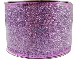 Flieder Glitzerband 30 Fuß x 5 cm - Drahtkante Weihnachtsband - Bild 1 von 1