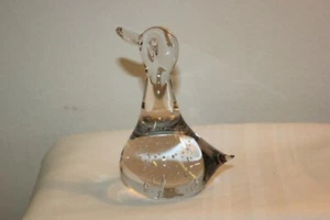 Hand Blown Glass Duck with Controlled Bubbles ~ Paperweight - Picture 1 of 7