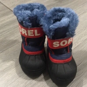 SOREL LOGO NYLON CANVAS SNOW BOOTS size 5 Toddler - Picture 1 of 10