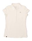 NIKE Womens Polo Shirt UK 12/14 Medium Off White BF11