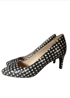 НОВЫЕ женские туфли-лодочки Cole Haan размер 9,5 М Grand Os черно-белые Houndstooth на каблуке 3 дюйма - Изображение 1 из 4