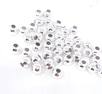 50 Silver Spacer Beads for Jewellery Making - 2mm, 3mm, 4mm,6mm - Image 1 of 3
