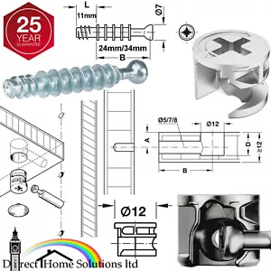 HAFELE MINIFIX M200 Ø12mm PERNOS DE BLOQUEO DE LEVA Y TACHUELAS DE FIJACIÓN MUEBLES FIT FLAT PACK - Imagen 1 de 8