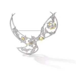 Floral Design Freshwater Pearl Brooch 925 Sterling Silver Statement High Jewelry - Picture 1 of 3