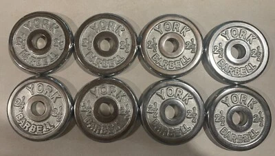 York Barbell 2.5 or 1.25lb Standard size Weight Plate CHROME 1" vtg 2 1/2, 1 1/4 - Image 1 of 4